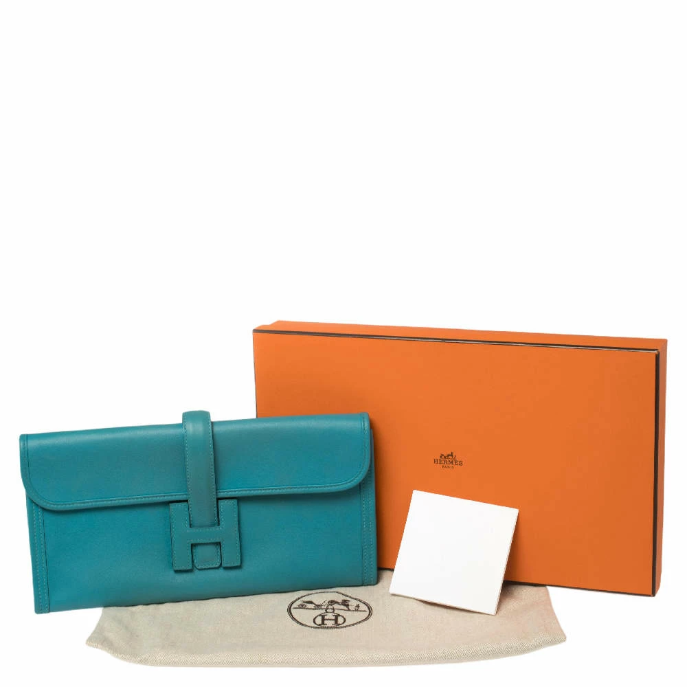 Hermes Hermès Blue Paon Swift Leather Elan Jige 29 Clutch For Women 12 Hermes Hermès Blue Paon Swift Leather Elan Jige 29 Clutch For Women - Image 10