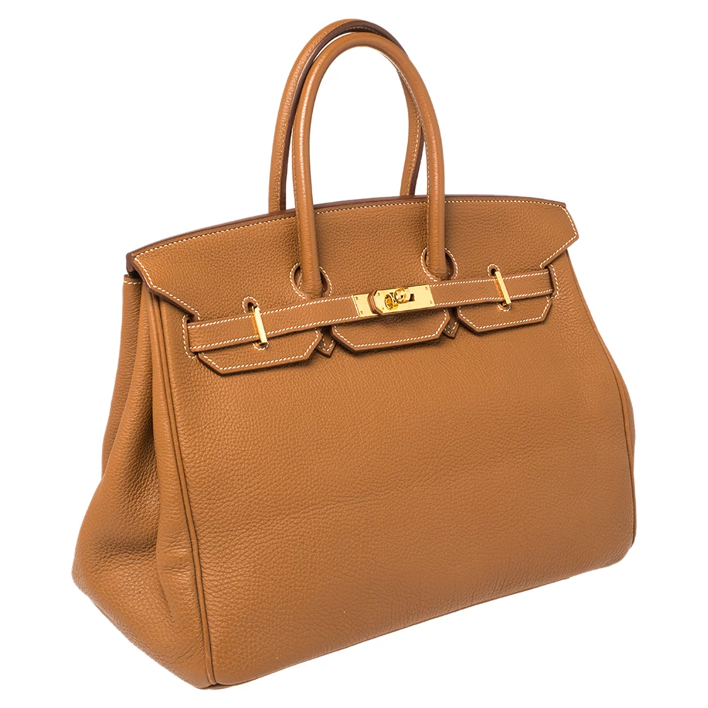 Hermes Gold Togo Leather Gold Hardware Birkin 35 Bag For Women 5 Hermes Gold Togo Leather Gold Hardware Birkin 35 Bag For Women - Image 3