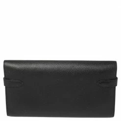 Hermes Black Epsom Leather Long Kelly Wallet For Women -Deals Hermes Store luxury women hermes used handbags p458309 011