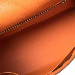 Hermes Orange Ostrich Gold Finished Kelly Sellier 32 Bag For Women -Deals Hermes Store luxury women hermes used handbags p458318 006