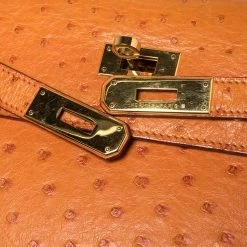Hermes Orange Ostrich Gold Finished Kelly Sellier 32 Bag For Women -Deals Hermes Store luxury women hermes used handbags p458318 013