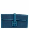Hermes Bleu Mykonos Crinoline And Swift Leather Jige 29 Clutch For Women
