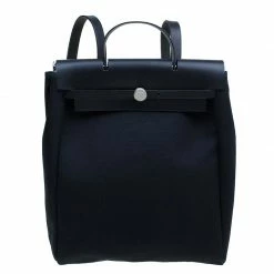 Hermes Black Herbag 2 In 1 Tote And Handbag Convertible Satchel For Women -Deals Hermes Store luxury women hermes used handbags p46047 003