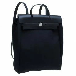 Hermes Black Herbag 2 In 1 Tote And Handbag Convertible Satchel For Women -Deals Hermes Store luxury women hermes used handbags p46047 004