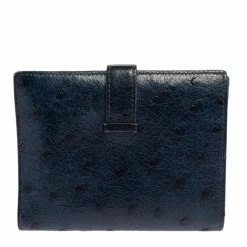 Hermes Bleu Iris Ostrich Bearn Compact Wallet For Women 17 Hermes Bleu Iris Ostrich Bearn Compact Wallet For Women -Deals Hermes Store luxury women hermes used handbags p461268 007