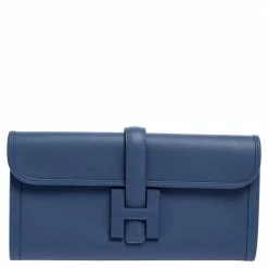 Hermes Hermès Bleu Agate Swift Leather Elan Jige 29 Clutch For Women