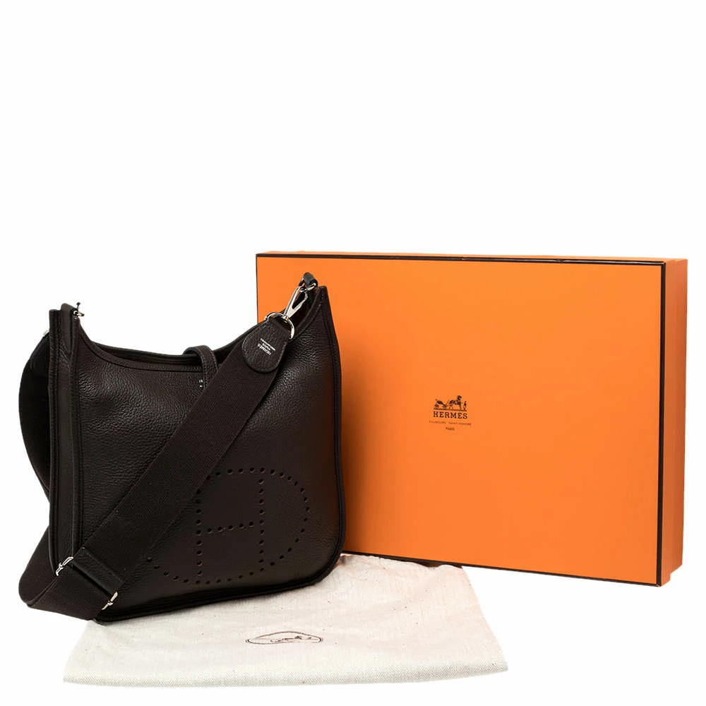 Hermes Cacao Togo Leather Evelyne III PM Bag For Women 12 Hermes Cacao Togo Leather Evelyne III PM Bag For Women - Image 10