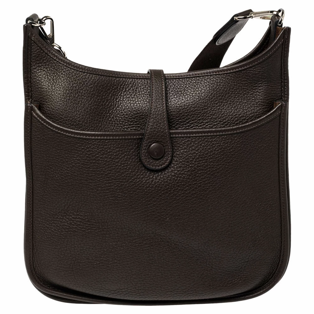 Hermes Cacao Togo Leather Evelyne III PM Bag For Women 6 Hermes Cacao Togo Leather Evelyne III PM Bag For Women - Image 4