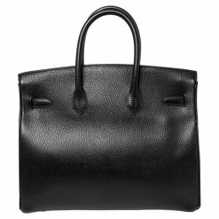 Hermes Black Taurillon Clemence Leather Gold Finished Birkin 35 Bag For Women -Deals Hermes Store luxury women hermes used handbags p462764 002