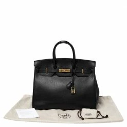 Hermes Black Taurillon Clemence Leather Gold Finished Birkin 35 Bag For Women -Deals Hermes Store luxury women hermes used handbags p462764 003