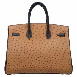 Hermes Brown Tri Color Ostrich Leather Palladium Birkin 35 Bag For Women -Deals Hermes Store luxury women hermes used handbags p46295 004