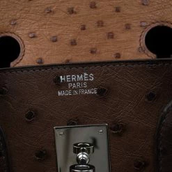 Hermes Brown Tri Color Ostrich Leather Palladium Birkin 35 Bag For Women -Deals Hermes Store luxury women hermes used handbags p46295 016