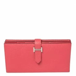 Hermes Rose Azalee Chevre Mysore Bearn Wallet For Women