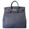Hermes Bleu Nuit Togo Leather Palladium Hardware HAC Birkin 40 Bag For Women