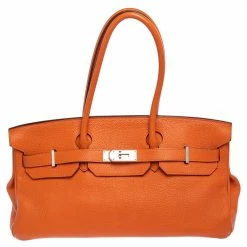Hermes Orange Togo Leather Palladium Finished Shoulder Birkin JPG 42 Bag For Women