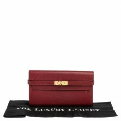 Hermes Ruby Epsom Leather Kelly Classic Wallet For Women -Deals Hermes Store luxury women hermes used handbags p467970 015