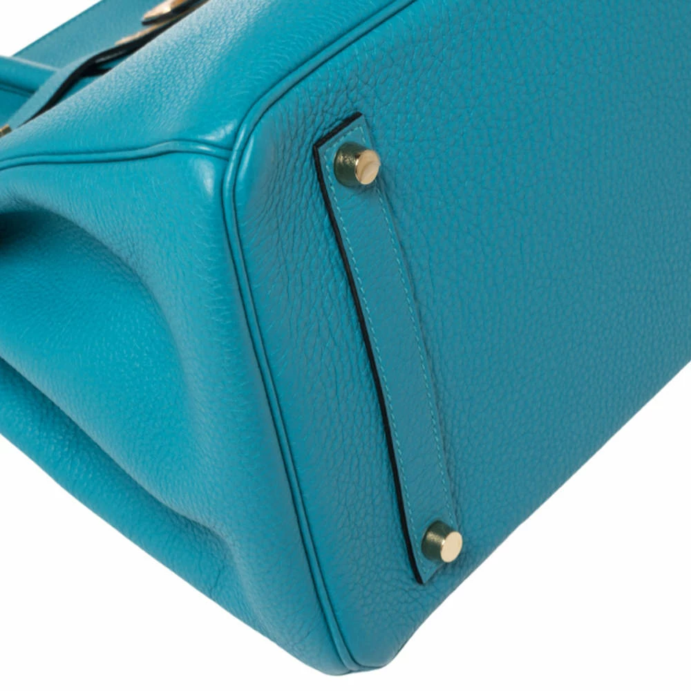 Hermes Turquoise Togo Leather Gold Hardware Birkin 35 Bag For Women 13 Hermes Turquoise Togo Leather Gold Hardware Birkin 35 Bag For Women - Image 11