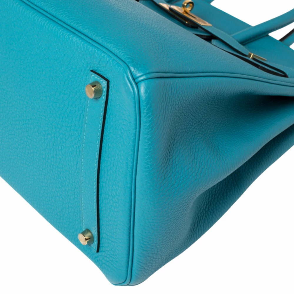 Hermes Turquoise Togo Leather Gold Hardware Birkin 35 Bag For Women 14 Hermes Turquoise Togo Leather Gold Hardware Birkin 35 Bag For Women - Image 12