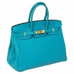Hermes Turquoise Togo Leather Gold Hardware Birkin 35 Bag For Women 16 Hermes Turquoise Togo Leather Gold Hardware Birkin 35 Bag For Women -Deals Hermes Store luxury women hermes used handbags p468607 004