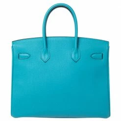 Hermes Turquoise Togo Leather Gold Hardware Birkin 35 Bag For Women 17 Hermes Turquoise Togo Leather Gold Hardware Birkin 35 Bag For Women -Deals Hermes Store luxury women hermes used handbags p468607 005