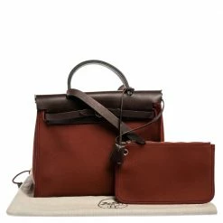 Hermes Rouge H/Ebene Canvas And Leather Herbag Zip 31 Bag For Women -Deals Hermes Store luxury women hermes used handbags p468707 014