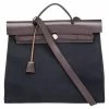 Hermes Black/Cacao Canvas And Leather Herbag Zip 39 Bag For Women