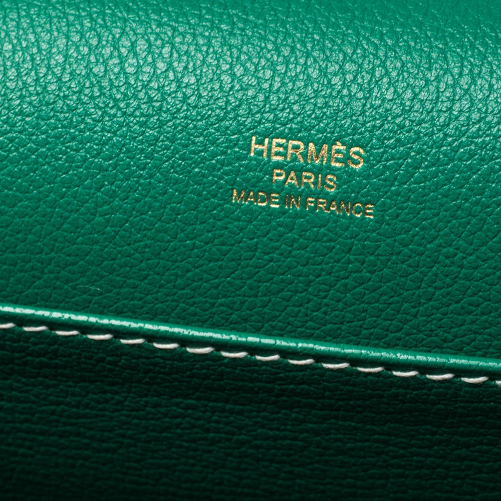 Hermes Vert Vertigo Evercolor Leather Gold Hardware Roulis 24 Bag For Women 11 Hermes Vert Vertigo Evercolor Leather Gold Hardware Roulis 24 Bag For Women - Image 9