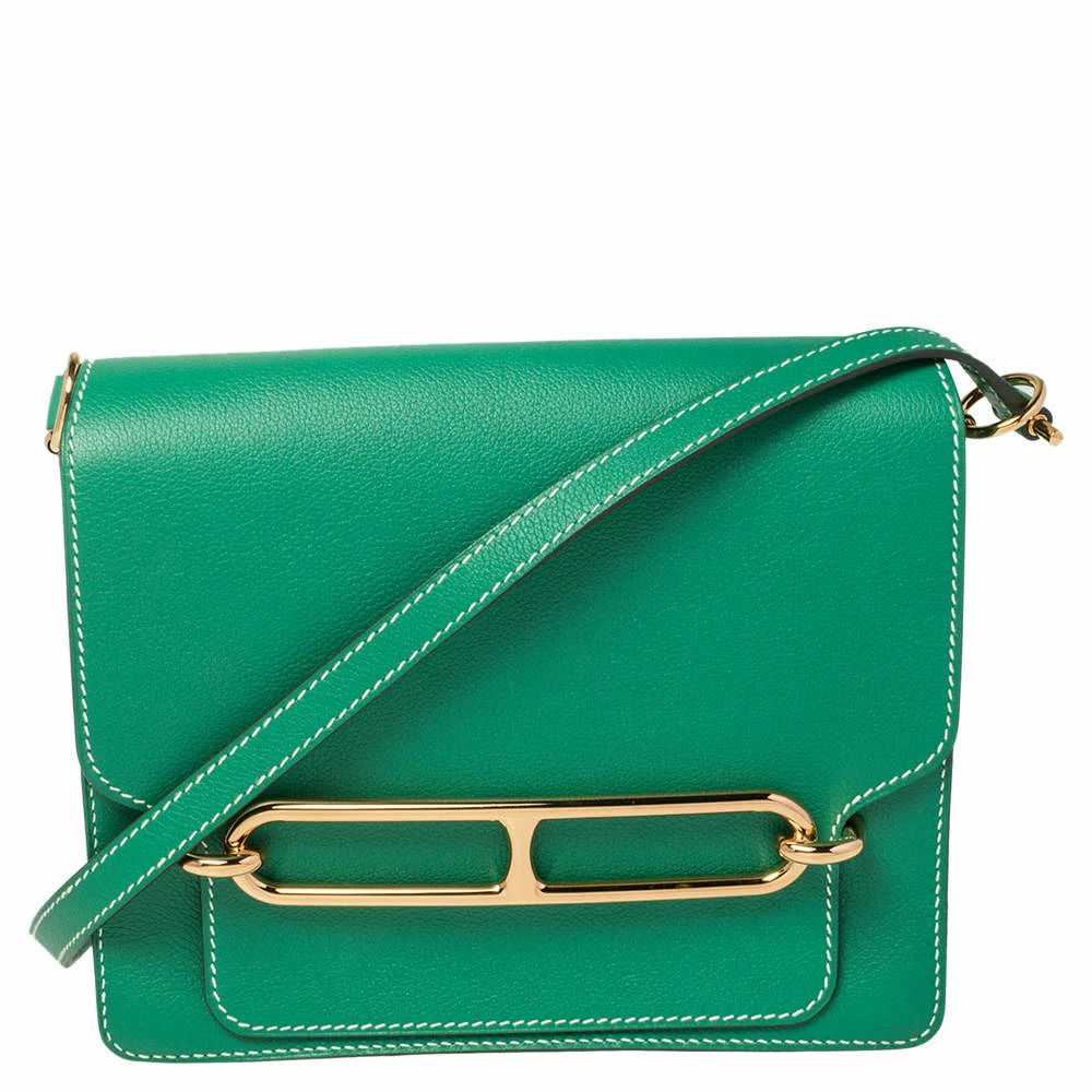 Hermes Vert Vertigo Evercolor Leather Gold Hardware Roulis 24 Bag For Women 3 Hermes Vert Vertigo Evercolor Leather Gold Hardware Roulis 24 Bag For Women