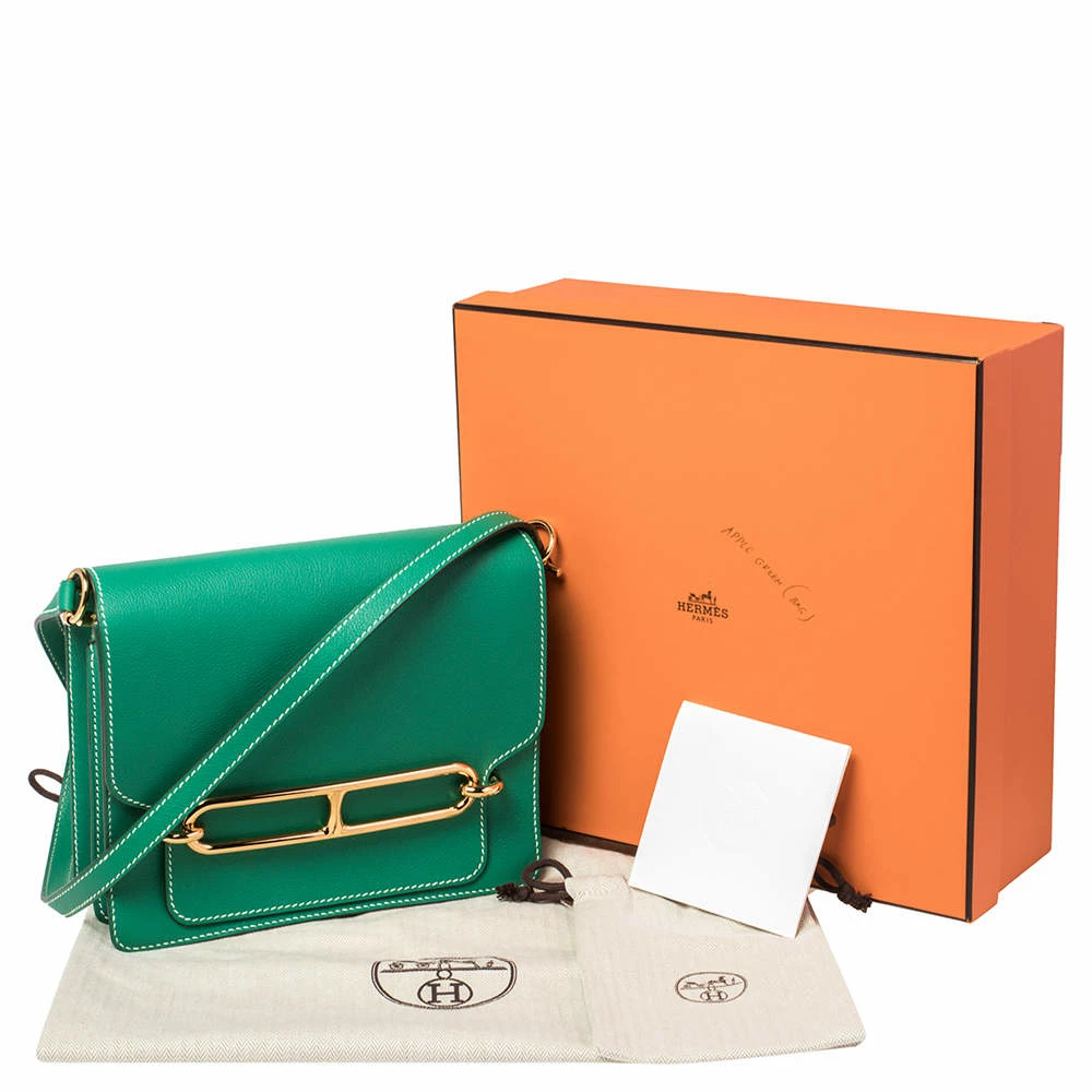 Hermes Vert Vertigo Evercolor Leather Gold Hardware Roulis 24 Bag For Women 12 Hermes Vert Vertigo Evercolor Leather Gold Hardware Roulis 24 Bag For Women - Image 10