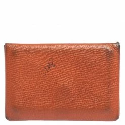 Hermes Hermès Orange Epsom Leather Calvi Card Holder For Women