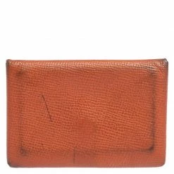 Hermes Hermès Orange Epsom Leather Calvi Card Holder For Women -Deals Hermes Store luxury women hermes used handbags p473173 1627540030 011