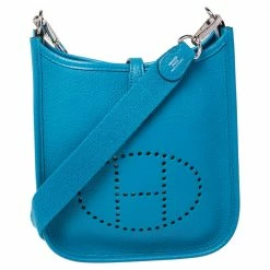 Hermes Bleu Zanzibar Togo Leather Evelyne TPM Bag For Women