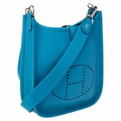 Hermes Bleu Zanzibar Togo Leather Evelyne TPM Bag For Women -Deals Hermes Store luxury women hermes used handbags p473178 010