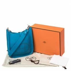 Hermes Bleu Zanzibar Togo Leather Evelyne TPM Bag For Women -Deals Hermes Store luxury women hermes used handbags p473178 011