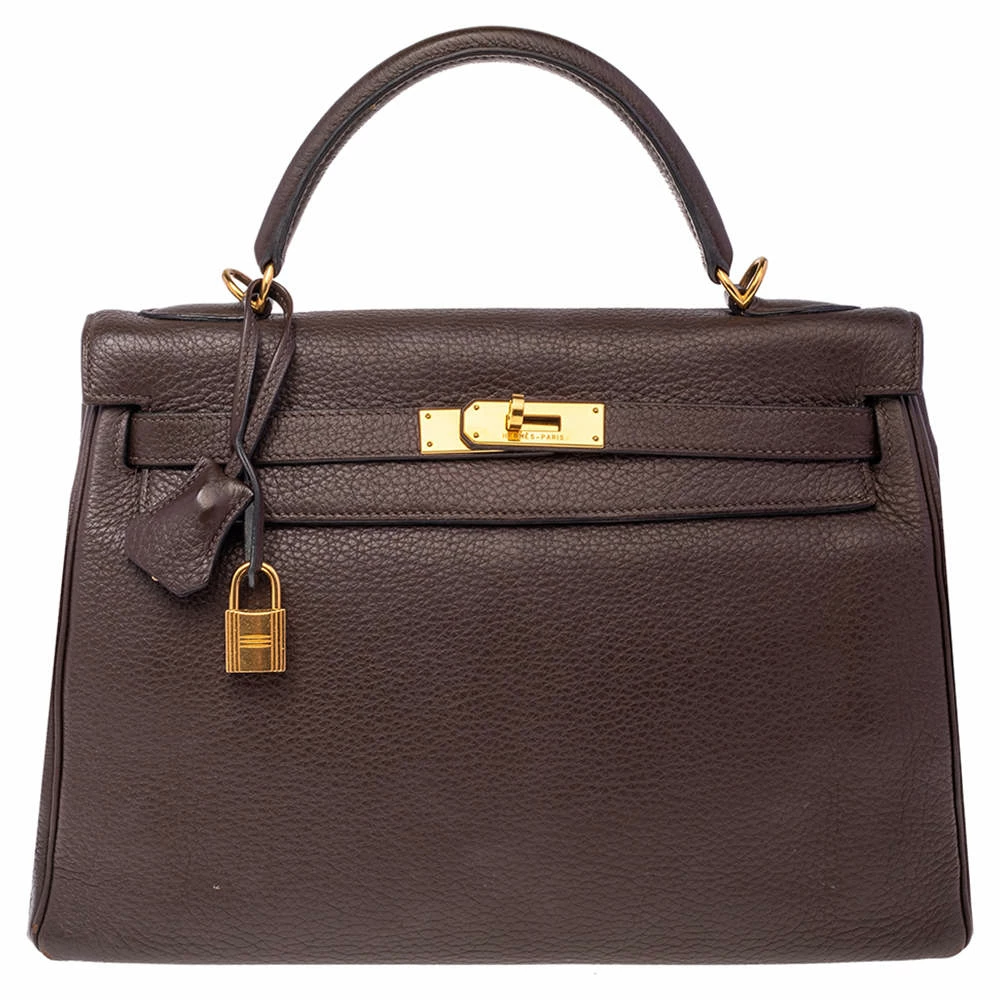 Hermes Chocolat Taurillon Clemence Leather Gold Hardware Kelly Retourne 32 Bag For Women 3 Hermes Chocolat Taurillon Clemence Leather Gold Hardware Kelly Retourne 32 Bag For Women