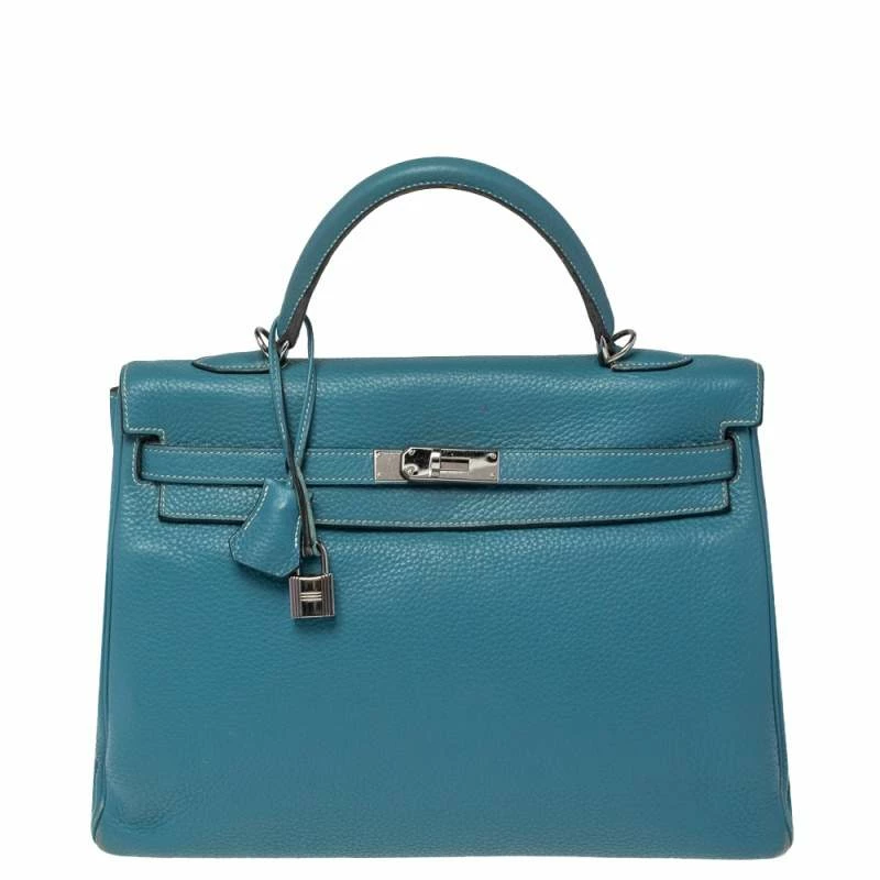 Hermes Bleu Jean Taurillon Clemence Leather Palladium Hardware Kelly Retourne 35 Bag For Women 3 Hermes Bleu Jean Taurillon Clemence Leather Palladium Hardware Kelly Retourne 35 Bag For Women