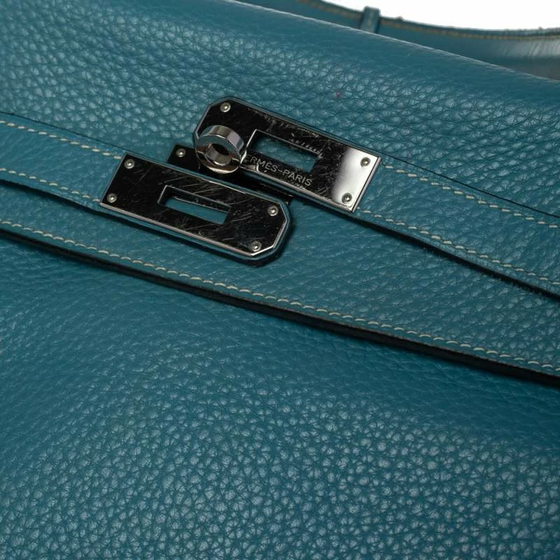 Hermes Bleu Jean Taurillon Clemence Leather Palladium Hardware Kelly Retourne 35 Bag For Women 10 Hermes Bleu Jean Taurillon Clemence Leather Palladium Hardware Kelly Retourne 35 Bag For Women - Image 8