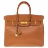 Hermes Gold Courchevel Leather Gold Hardware Birkin 35 Bag For Women