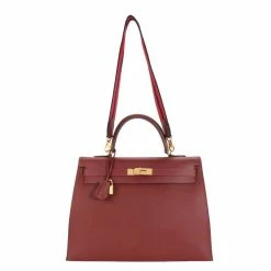 Hermes Rouge H Sombrero Leather Gold Hardware Kelly 35 Bag For Women -Deals Hermes Store luxury women hermes used handbags p477547 001