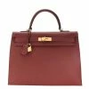 Hermes Rouge H Sombrero Leather Gold Hardware Kelly 35 Bag For Women -Deals Hermes Store luxury women hermes used handbags p477547 003