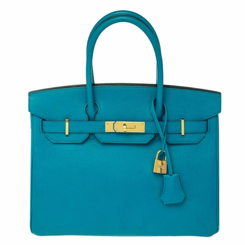 Hermes Blue Izmir Epsom Leather Gold Hardware Birkin 30 Bag For Women 3 Hermes Blue Izmir Epsom Leather Gold Hardware Birkin 30 Bag For Women