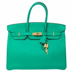 Hermes Bambou Taurillon Clemence Leather Gold Hardware Birkin 35 Bag For Women
