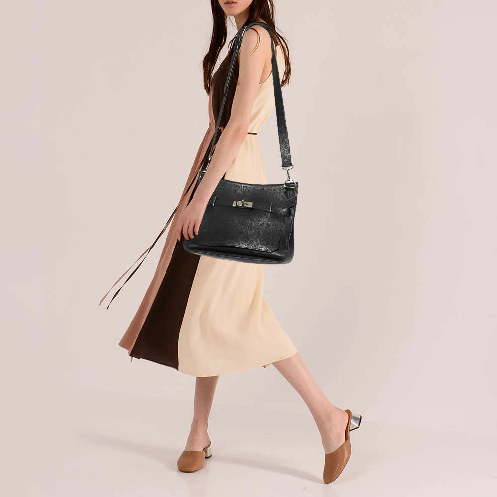 Hermes Hermès Noir Taurillon Clemence Leather Palladium Plated Jypsiere 34 Bag For Women 4 Hermes Hermès Noir Taurillon Clemence Leather Palladium Plated Jypsiere 34 Bag For Women - Image 2