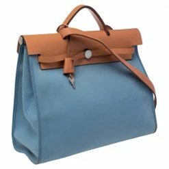 Hermes Bleu Lin/Natural Canvas And Leather Herbag Zip 39 Bag For Women 17 Hermes Bleu Lin/Natural Canvas And Leather Herbag Zip 39 Bag For Women -Deals Hermes Store luxury women hermes used handbags p480041 004