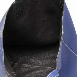 Hermes Bleu Electrique/Graphite Taurillon Clemence Double Sens 45 Bag For Women -Deals Hermes Store luxury women hermes used handbags p480317 002