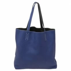 Hermes Bleu Electrique/Graphite Taurillon Clemence Double Sens 45 Bag For Women -Deals Hermes Store luxury women hermes used handbags p480317 004