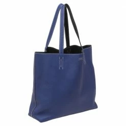 Hermes Bleu Electrique/Graphite Taurillon Clemence Double Sens 45 Bag For Women -Deals Hermes Store luxury women hermes used handbags p480317 006