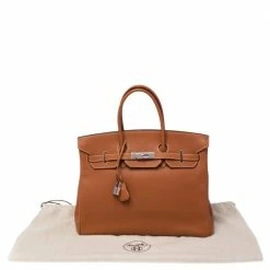 Hermes Gold Epsom Leather Palladium Plated Birkin 35 Bag For Women -Deals Hermes Store luxury women hermes used handbags p481161 003