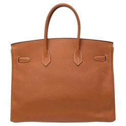 Hermes Gold Epsom Leather Palladium Plated Birkin 35 Bag For Women -Deals Hermes Store luxury women hermes used handbags p481161 005