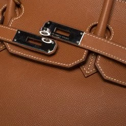 Hermes Gold Epsom Leather Palladium Plated Birkin 35 Bag For Women -Deals Hermes Store luxury women hermes used handbags p481161 015